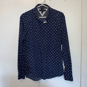 Men's Tommy Hilfiger Slim Fit Button-Up Shirt Blue/White Size L